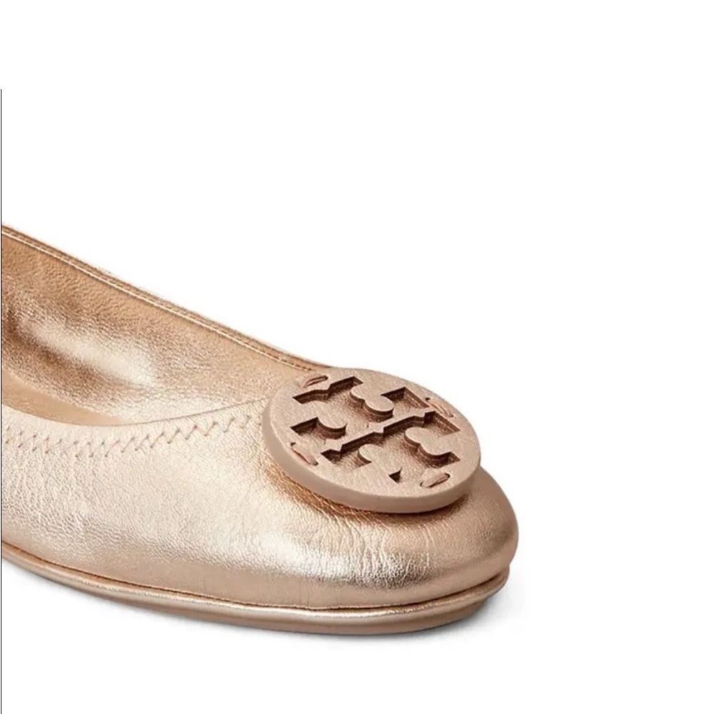 Offers Welcome!! NWT Tory Burch Minnie Travel Ballet Flats - Rose Gold - Picture 4 of 7